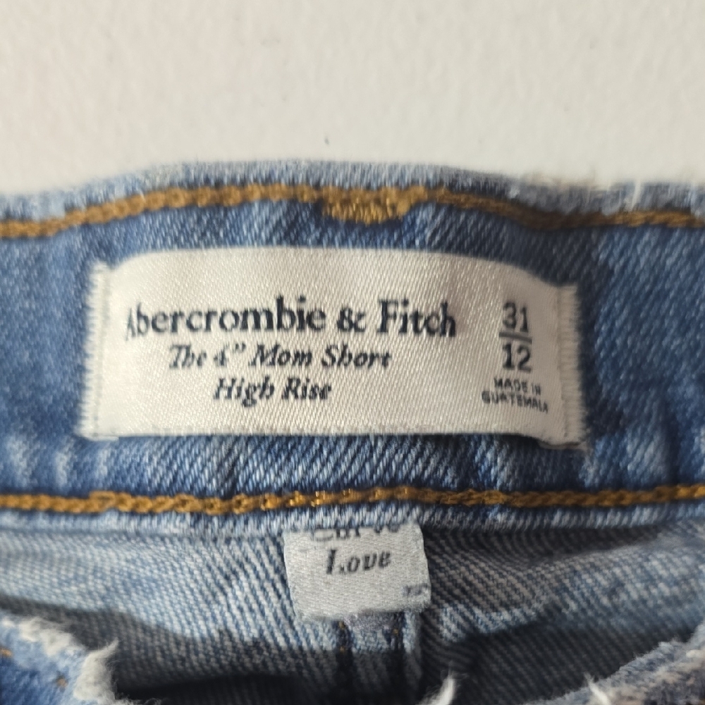 Abercronbie & Fitch Distressed High Rise Denim Mom Shorts - Picture 3 of 9